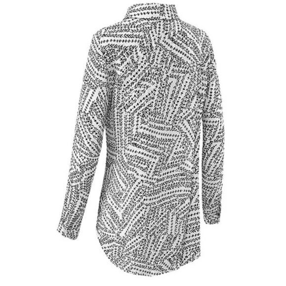 Cabi Printed Leaf Blouse 3255 Split Back Button Up Flowy Oversized Top Career S - Picture 7 of 13